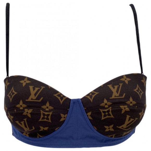 Louis Vuitton Monogram Brown Blue Bandeau Top NEW ASO Khloe Kardashian SZ 40 - Picture 14 of 14